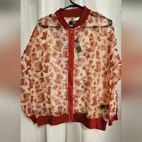 Plus Size/Straight Size Sheer Jacket with Cowboy Boots - Picture 4 of 6